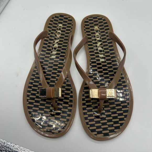 Coach Landon Jelly Flip Flops with Bow Accents Size 6B - Picture 2 of 13
